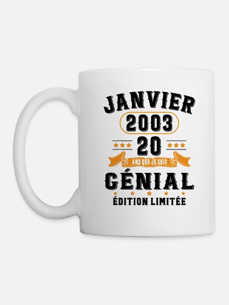 20 Ans Janvier 2003 Vintage Cadeau D'anniversaire - Mug blanc - blanc