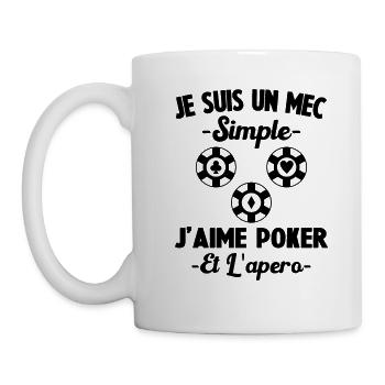 Je Suis Un Mec Simple J'aime Poker Et L'Apéro - Mug blanc - blanc - Gauche