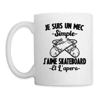 Je Suis Un Mec Simple J'aime skateboard Et L'Apéro - Mug blanc - blanc - Gauche