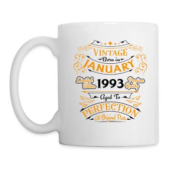 Jahrgang geboren im Januar 1993 Geburtstagsgeschenk - Tasse - Weiß - Links