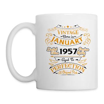 Vintage né en Janvier 1957 Cadeau D'anniversaire - Mug blanc - blanc - Gauche