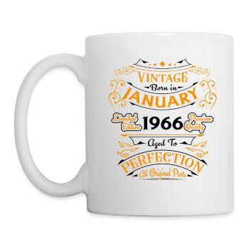 Vintage Born in January 1966 Gift from anniversair - Mug - white - Left