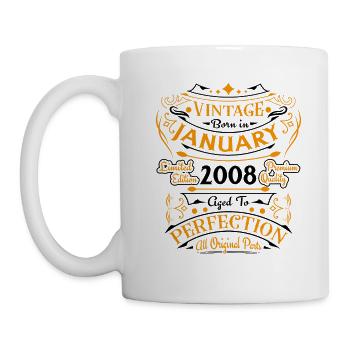 Vintage Born in January 2008 Birthday Gift - Mug - white - Left