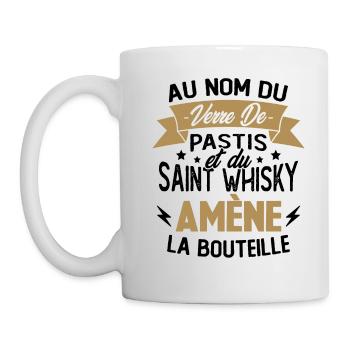 Au nom du verre de pastis et du saint whisky amène - Mug blanc - blanc - Gauche