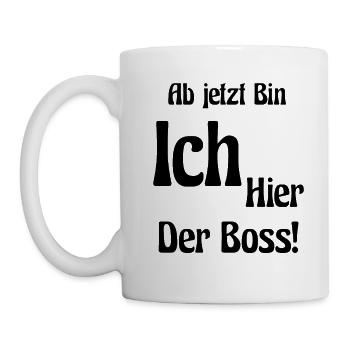 Schriftzug-Shirt "Chef" - Tasse - Weiß - Links