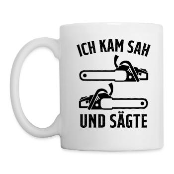 Kettensäge Holzfäller Förster - Tasse - Weiß - Links