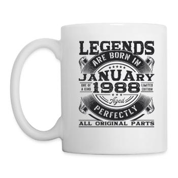 Né 1988 Janvier 35th anniversaire Homme cadeau - Mug blanc - blanc - Gauche
