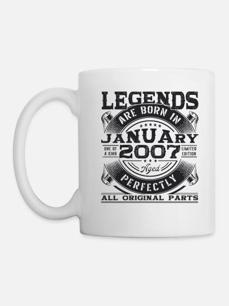 Jahrgang 2007 Januar 16. Geburtstag Geschenk Mann - Tasse - Weiß