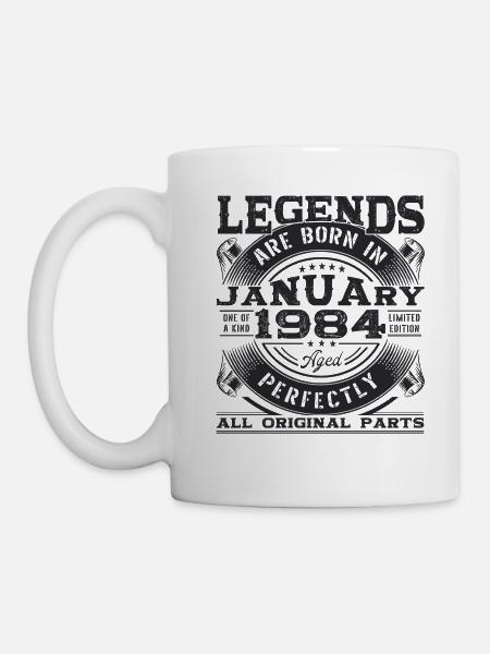 Jahrgang 1984 Januar 39. Geburtstag Geschenk Mann - Tasse - Weiß