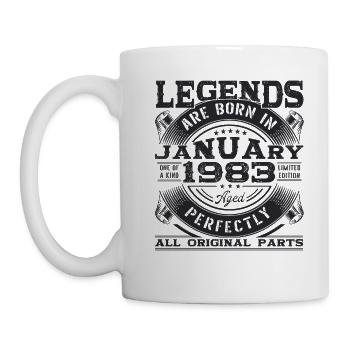 Born 1983 January 40th birthday Gift man - Mug - white - Left