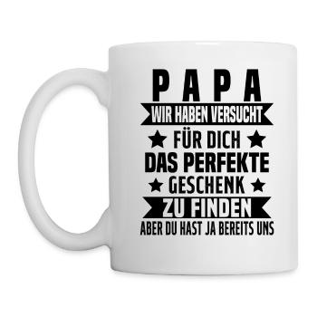 Papa Wir Versuchten, Das Beste Geschenk Zu Finden - Tasse - Weiß - Links