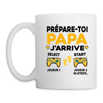 Futur Papa Gamer Cadeau Annonce Grossesse Père - Mug blanc - blanc - Gauche
