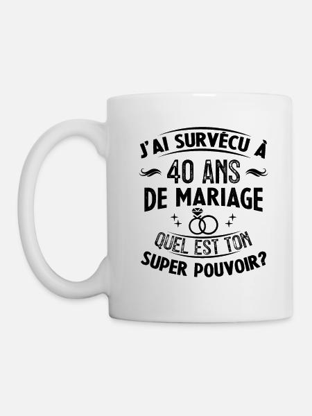 40 Ans De Mariage humoristique mariage - Mug blanc - blanc