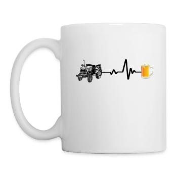 Tractor and Beer Heartbeat Line - Mug - white - Left