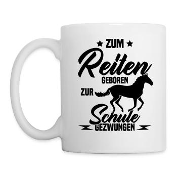 Né pour monter à cheval forcé à aller a l'école - Mug blanc - blanc - Gauche