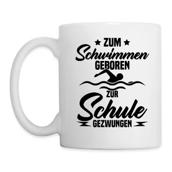 Né pour nager Forcé d'aller à l'école - Mug blanc - blanc - Gauche