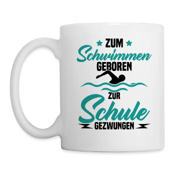 Né pour nager Forcé d'aller à l'école - Mug blanc - blanc - Gauche