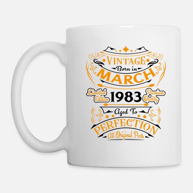 Vintage Nées En Mars 1983 Cadeau D'anniversaire - Mug blanc - blanc