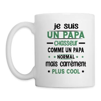 Papa Chasseur Plus Cool Cadeau Humour Chasse - Mug blanc - blanc - Gauche
