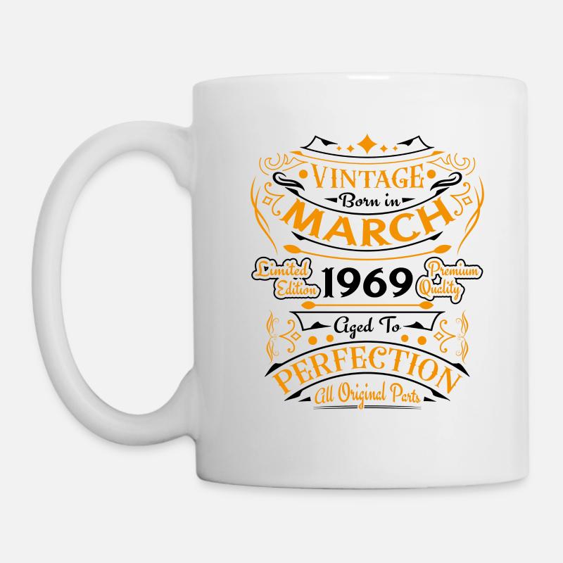 Vintage Nées En Mars 1969 Cadeau D'anniversaire - Mug blanc - blanc