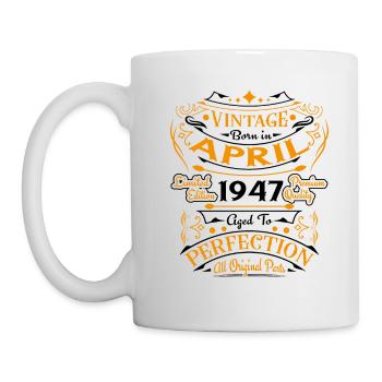 Vintage Nées En Avril 1947 Cadeau D'anniversaire - Mug blanc - blanc - Gauche