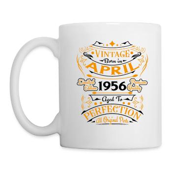 Vintage Born In April 1956 Geburtstagsgeschenk - Tasse - Weiß - Links