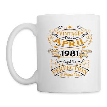 Jahrgang geboren im April 1981 Geburtstagsgeschenk - Tasse - Weiß - Links