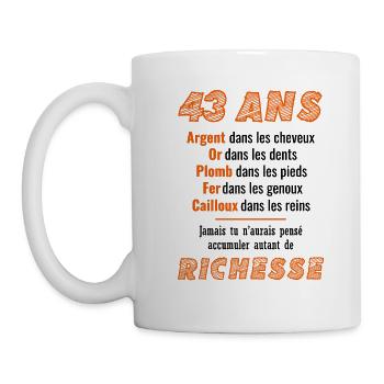 43 Ans Anniversaire Drôle Idée Cadeau - Mug blanc - blanc - Gauche