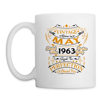 Vintage Born In May 1963 Geburtstagsgeschenk - Tasse - Weiß - Links