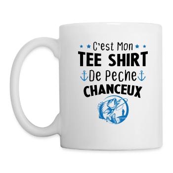 tee shirt pêcheur homme cadeau drole pêche - Mug blanc - blanc - Gauche