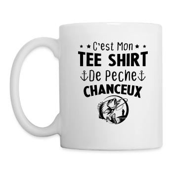 tee shirt pêcheur homme cadeau drole pêche - Mug blanc - blanc - Gauche
