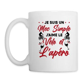 Je suis un Mec Simple j'aime Le Vélo Et L'apéro - Mug blanc - blanc - Gauche