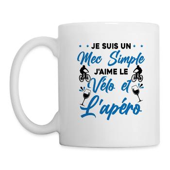 Je suis un Mec Simple j'aime Le Vélo Et L'apéro - Mug blanc - blanc - Gauche
