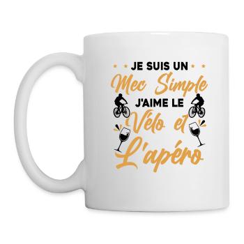 Je suis un Mec Simple j'aime Le Vélo Et L'apéro - Mug blanc - blanc - Gauche