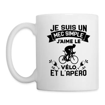 Je suis un Mec Simple j'aime Le Vélo Et L'apéro - Mug blanc - blanc - Gauche