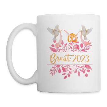 Braut 2023 - Junggesellenabschied, Hochzeit PINK - Tasse - Weiß - Links