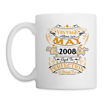 May 2008 Vintage Born in May 2008 Anniversary - Mug - white - Left