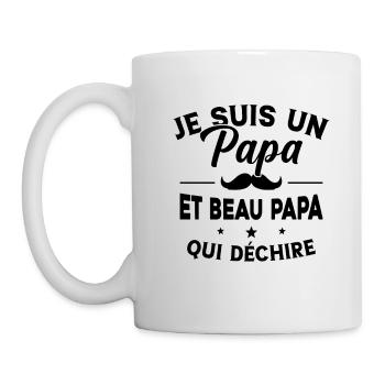 Je suis un Papa et Beau Papa qui déchire Cadeau - Mug blanc - blanc - Gauche