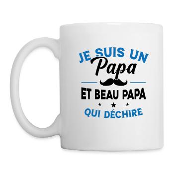 Je suis un Papa et Beau Papa qui déchire Cadeau - Mug blanc - blanc - Gauche
