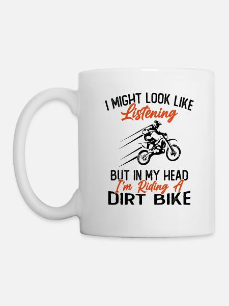 Dans ma tête je fais de la moto / Humour Moto - Mug blanc - blanc