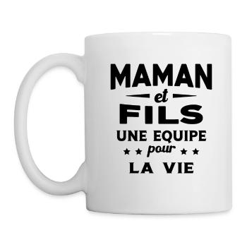 Maman et Fils une equipe Cadeau Fête Des Mères - Mug blanc - blanc - Gauche