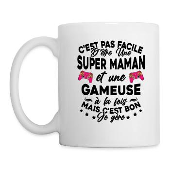 Super Maman Gameuse Humour Gamer Cadeau - Mug blanc - blanc - Gauche