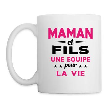 Maman et Fils une equipe Cadeau Fête Des Mères - Mug blanc - blanc - Gauche