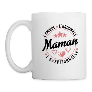 Maman L'unique L'originale L'exeptionnelle Cadeau - Mug blanc - blanc - Gauche