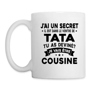 J'ai un secret je vais être cousine Humour Cadeau - Mug blanc - blanc - Gauche