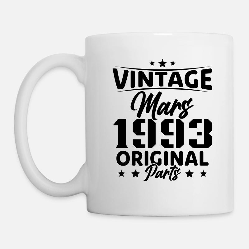 Vintage né en Mars 1993 Cadeau d'anniversaire - Mug blanc - blanc