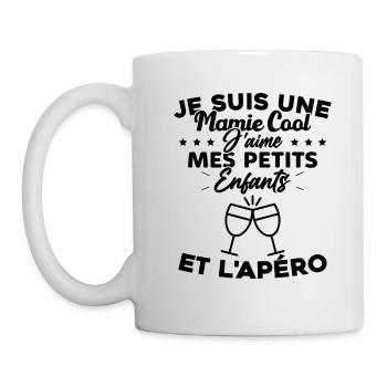 Mamie J'aime Mes Petits Enfants et l'apéro Humour - Mug blanc - blanc - Gauche