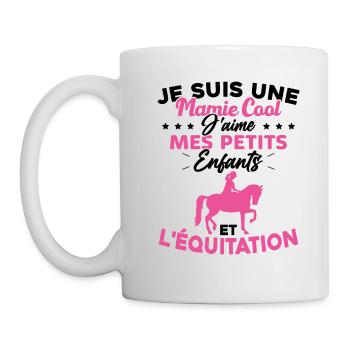 Mamie j'aime mes petite enfants et l'équitation - Mug blanc - blanc - Gauche