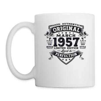 66e anniversaire Mann Original March Né en 1957 - Mug blanc - blanc - Gauche