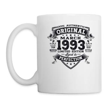 30. Geburtstag Mann Original März Jahrgang 1993 - Tasse - Weiß - Links